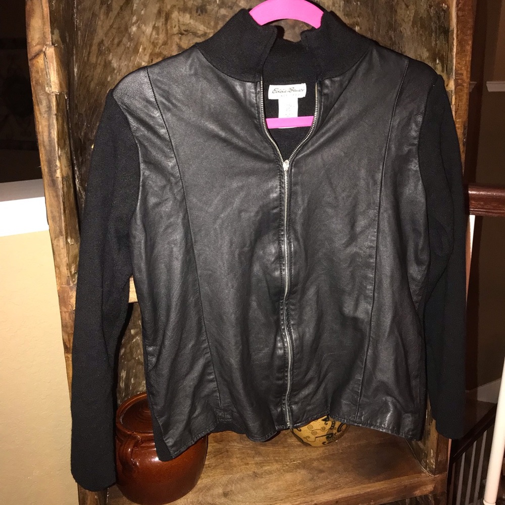 Eddie Bauer black leather sweater